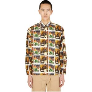 SKY High Farm, Heren, Overhemden, Bruin, Maat: S Katoen,