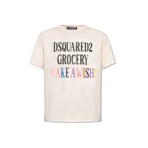 Dsquared2 T-shirt met kristallen , Pink , Heren , Maat: L