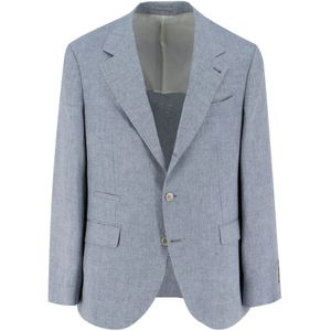 Brunello Cucinelli, Heren, Jassen, Grijs, Maat: 2XL Linnen,