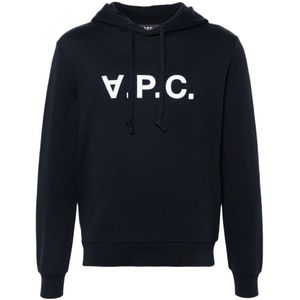 A.p.c. - Velvet Touch - Hoodie - Blauw - 100% Katoen