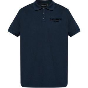 Dsquared2, Heren, Tops, Blauw, Maat: M Piqué,