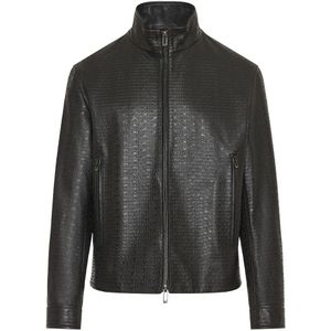 Emporio Armani, Heren, Jassen, Zwart, Maat: 2XL Leer,