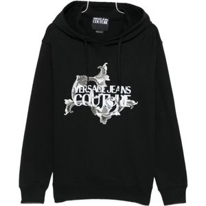 Versace Jeans Couture, Heren, Sweatshirts & Hoodies, Zwart, Maat: M Katoen,