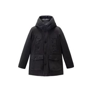 Woolrich Arctic Parka Jas - Rechte Snit, Capuchon met Rits en Verborgen Label-Detail , Black , Heren , Maat: XL