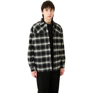 Rue De Tokyo, Heren, Overhemden, Zwart, Maat: M Flanel,