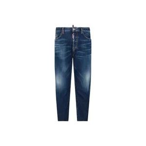 Dsquared2 Blauwe Denim Stretch Jeans Regular Fit , Blue , Heren , Maat: XL