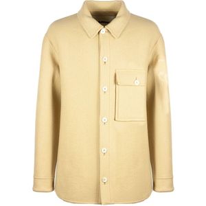 Jil Sander, Heren, Overhemden, Bruin, Maat: L Wol,