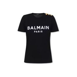 Balmain Logo T-shirt , Black , Dames , Maat: S