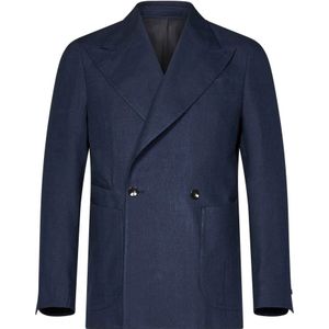 Franzese Collection, Heren, Jassen, Blauw, Maat: L Linnen,