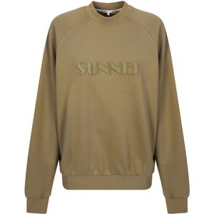 Sunnei, Dames, Sweatshirts & Hoodies, Beige, Maat: M Katoen,