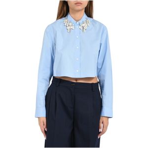 Pinko, Dames, Blouses & Shirts, Blauw, Maat: XS Katoen,