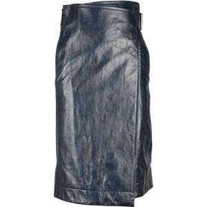 Bottega Veneta, Dames, Rokken, Blauw, Maat: 2XS Leer,