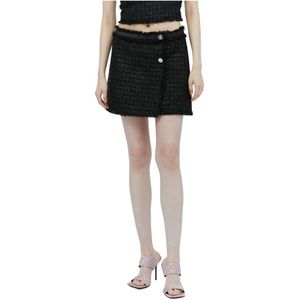 Versace Geëmailleerde Medusa Tweed Rok , Black , Dames , Maat: S