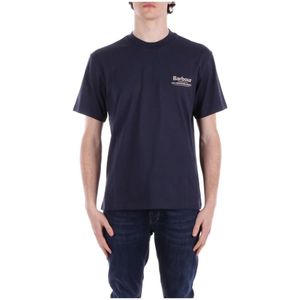 Barbour, Heren, Tops, Blauw, Maat: M Katoen,