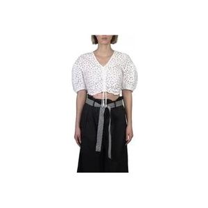 Pinko Broderie Anglaise Top , White , Dames , Maat: S