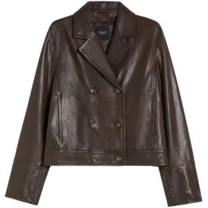 Weekend Max Mara, Dames, Jassen, Bruin, Maat: XS Leer,