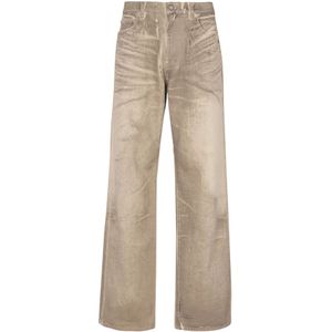 Balmain Wijde beige denim jeans , Beige , Heren , Maat: W31