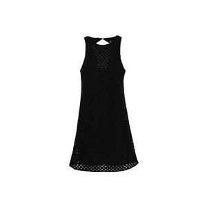 Twinset Zwarte Net Minijurk , Black , Dames , Maat: S