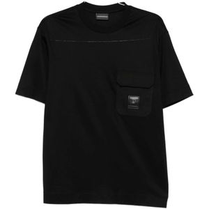 Emporio Armani, Heren, Tops, Zwart, Maat: L Zijde,