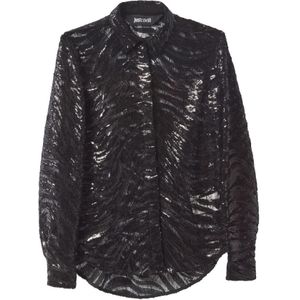Just Cavalli, Dames, Blouses & Shirts, Zwart, Maat: XS Poliester,