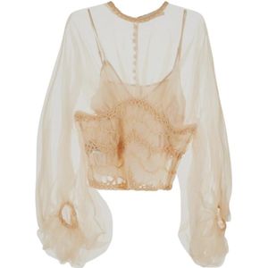 Zimmermann, Dames, Blouses & Shirts, Beige, Maat: XS Zijde,