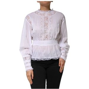 Dolce & Gabbana - Long Sleeves Blouse - Wit - Katoen - Bloemenkant