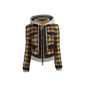 Dsquared2 Houndstooth Tweed Hooded Blouson , Multicolor , Dames , Maat: XS