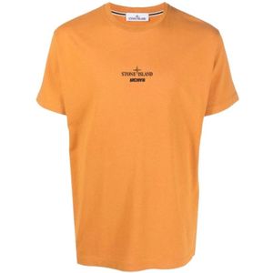 Stone Island, Heren, Tops, Oranje, Maat: L Katoen,