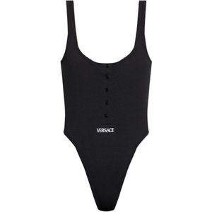 Versace, Dames, Tops, Zwart, Maat: 2XL Leer,