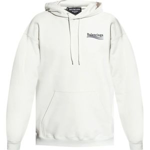 Balenciaga Geborduurde logo hoodie - Oversize , White , Heren , Maat: S