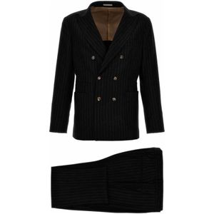 Brunello Cucinelli, Heren, Pakken, Zwart, Maat: L Wol,