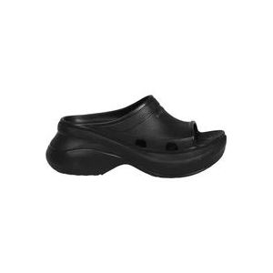 Balenciaga Rubber Slide Sandaal Crocs Samenwerking , Black , Dames , Maat: 38 EU