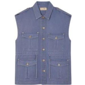 Sessun, Dames, Jassen, Blauw, Maat: S Denim,