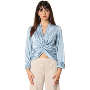 D.Exterior, Dames, Blouses & Shirts, Blauw, Maat: M Satijn,