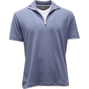 Eleventy, Heren, Tops, Blauw, Maat: S Katoen,