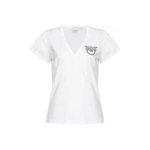 Pinko Love Birds Wit T-shirt , White , Dames , Maat: L