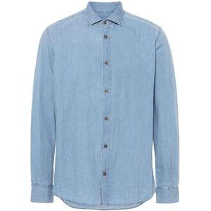 Peserico, Heren, Overhemden, Blauw, Maat: M Denim,