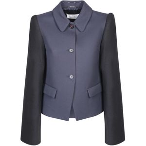Maison Margiela, Dames, Jassen, Blauw, Maat: XS Wol,