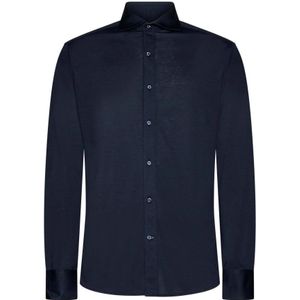 Brunello Cucinelli, Heren, Overhemden, Blauw, Maat: S Jersey,