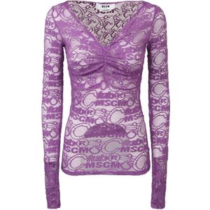 Msgm, Dames, Truien, Paars, Maat: 2XS Katoen,