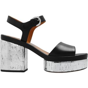 Chloé Zwarte Odina Plateau Sandalen met Hoge Hakken , Black , Dames , Maat: 36 EU