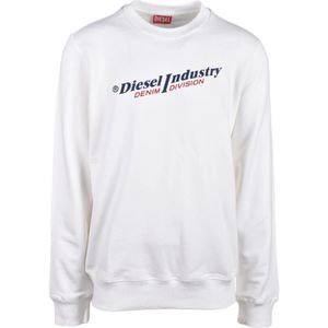 Diesel, Heren, Sweatshirts & Hoodies, Wit, Maat: 2XL Katoen,