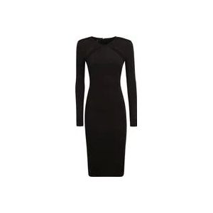 Pinko Vloeibare Neopreen Jurk , Black , Dames , Maat: S