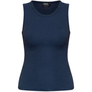 A.p.c., Dames, Tops, Blauw, Maat: L Katoen,