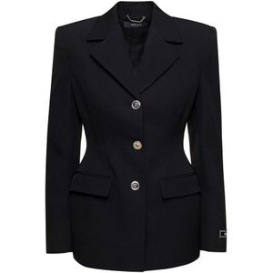 Versace, Dames, Jassen, Zwart, Maat: S Wol,