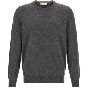 Brunello Cucinelli, Heren, Truien, Grijs, Maat: M Kasjmier,