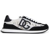 Dolce & Gabbana - Logo-Versierde Sneakers - Lichtkleurig - Suède - Leer