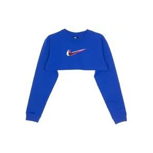 Nike Gedrukte crop top met lange mouwen , Blue , Dames , Maat: M