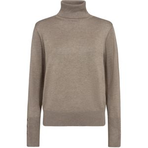Freequent - Pullover - Grijs - Viscose - Coltrui met Knoopdetail op de Mouw