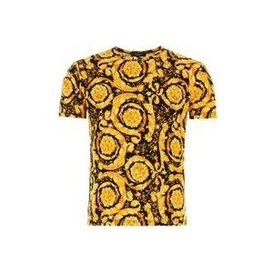 Versace Katoenen Stretch T-shirt met Print , Yellow , Heren , Maat: 4XL